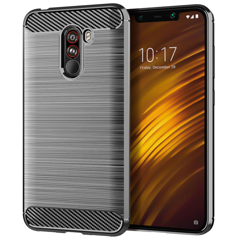 Silikon Fall für Mi Pocophone F1 Luxus Carbon Faser Fall für poco telefon f1 Matte Stoßfest Telefon Zurück Abdeckung Coque Fundas