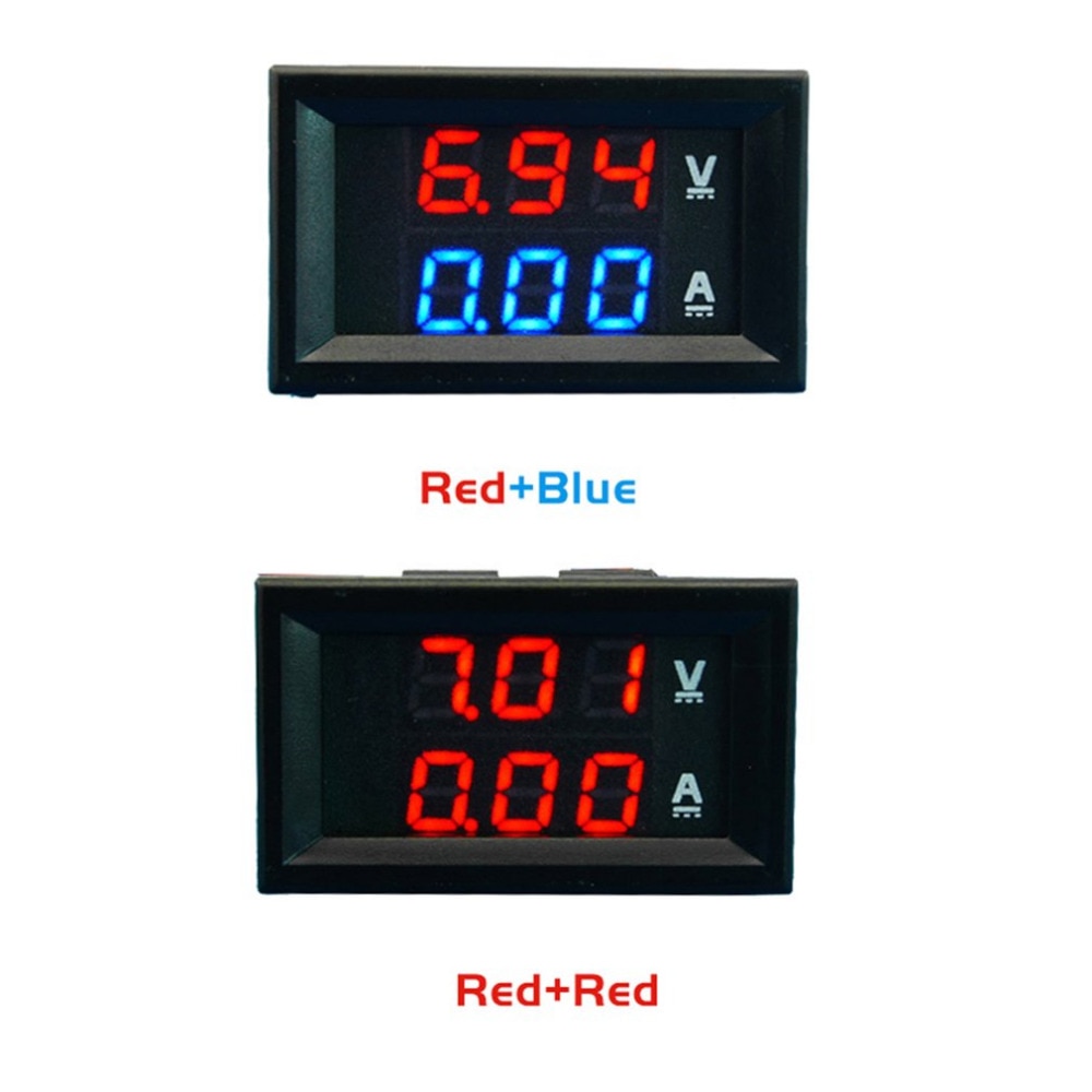 1 stuks 2 in1 100v 10a dc digitale voltmeter ampèremeter blauw + rood dubbel kleurendisplay led amp dubbele digitale voltmeter meter multimeter