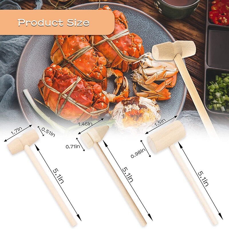 24 Pieces Mini Wooden Hammers for Chocolate,Crab or Lobster Seafood Hammers,Crafts and Party Game Props,Seafood Tool