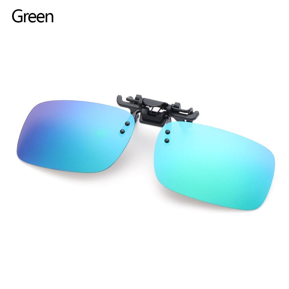 1PC Polarized Clip On Flip Sunglasses UV400 Anti-Glare Sun Glasses Flip Night Vision Glasses Driving Fishing Cycling Eyewear: Green