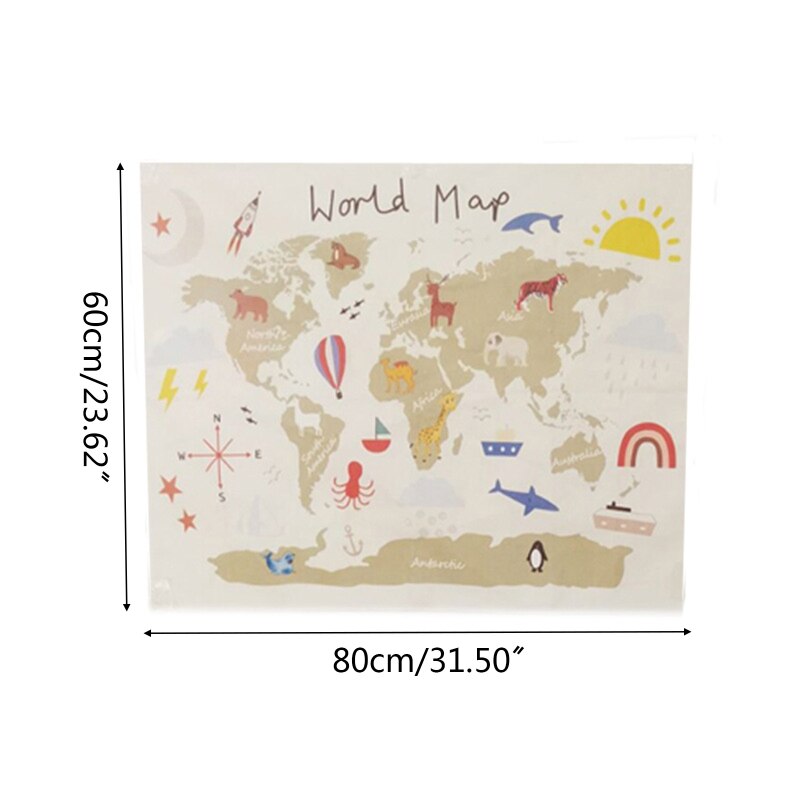Nórdico niños habitación mundo mapa decoración Poster para guardería arte de la lona de pintura de pared colgante foto