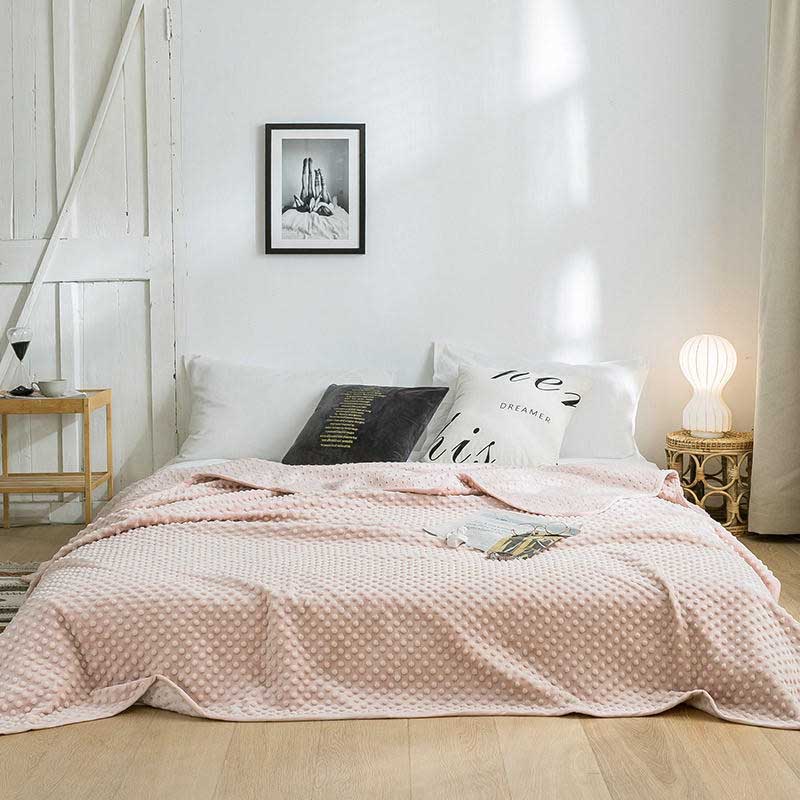 Tosidig tykkere ren farge bobleteppe flanell kast helårstepper hjemmetekstil høst/vinter varmt koselig sengeteppe: Mørk rosa / 70 x 100cm