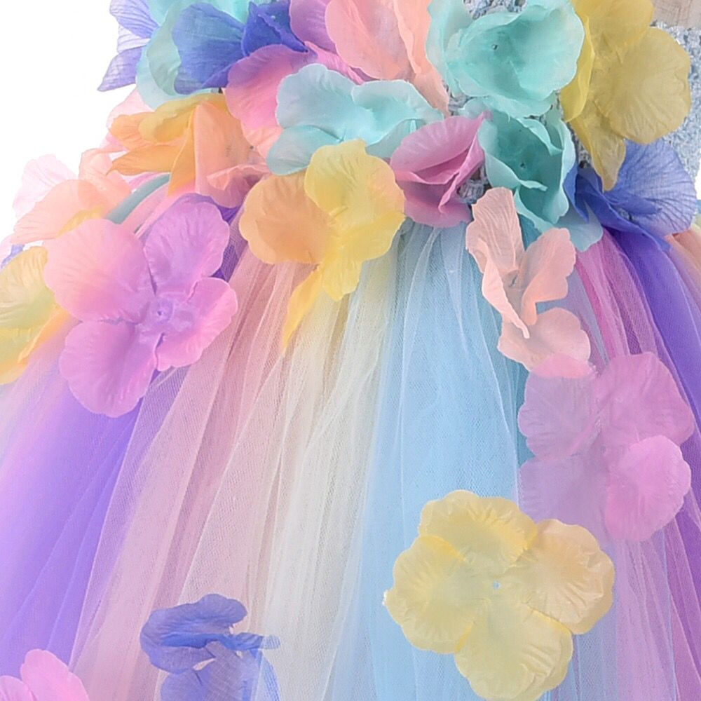 Blomma flickor pastell tutu klänning fairy princess klä upp för födelsedagsfest bröllop festklänningar enhörning kostym outfits
