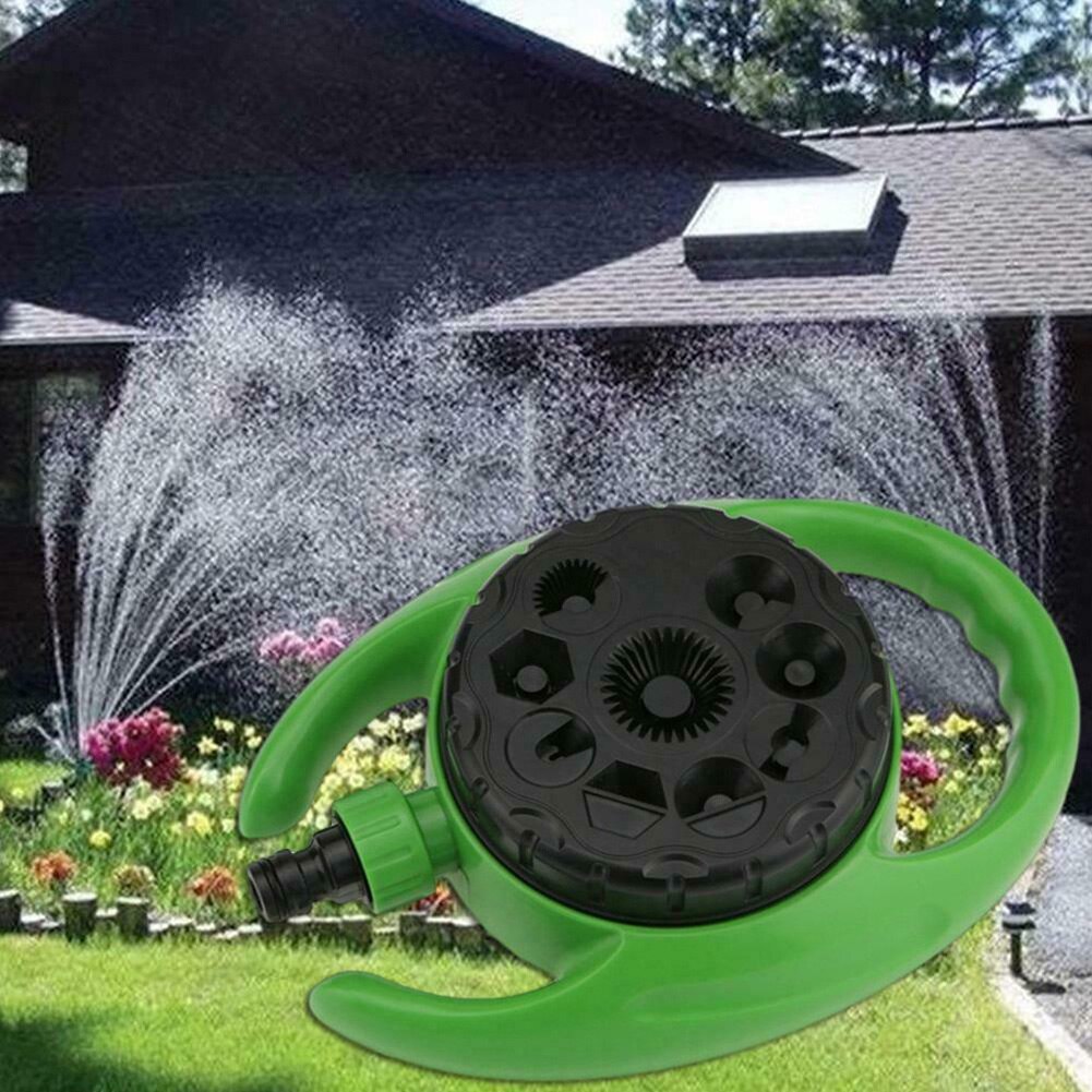 Backyard Dial Sprinkler Automatic 360 Rotating Watering Irrigation System 9-Pattern Turret Spray Stationary Sprinkler Head