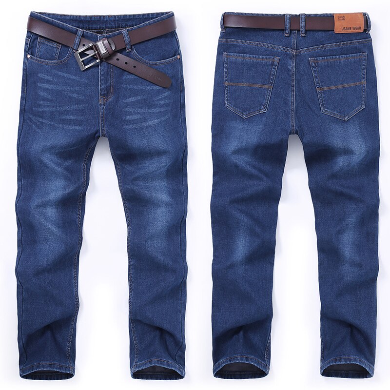 Warm Velvet Jean Trousers Flocking Warm Soft Men Pants Warm Fleece Jeans Mens Winter High Quality40 42 44 Large Size