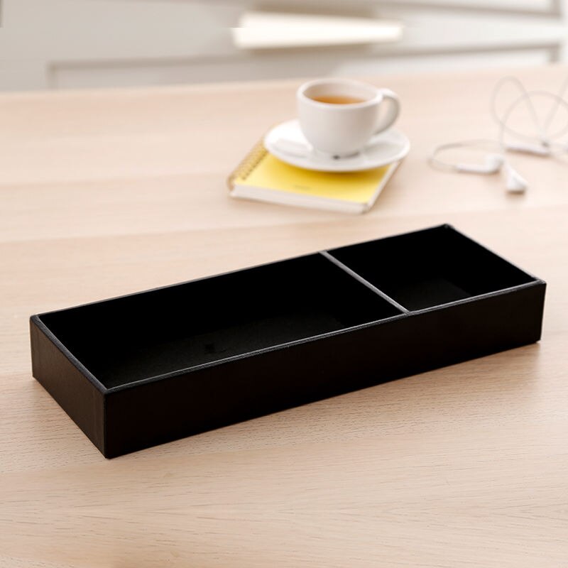 Paper Tray Office Storage Box Desktop Debris Compartment Remote Control Storage Box Solid Cardboard Shelf Desk Organizer Storage: black-small