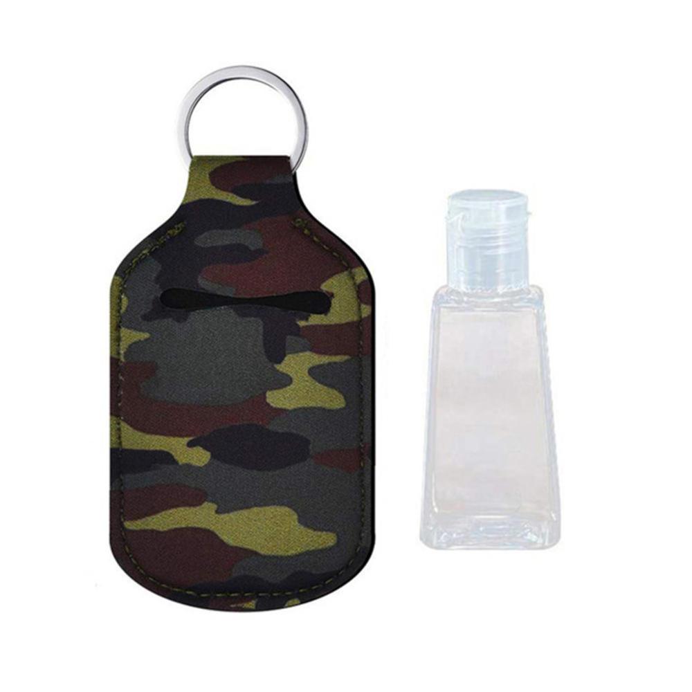 Hand Sanitizer Travel Bottle with leather case Refillable Containers 30ml Flip Cap Reusable empty bottles with Keychain Carrier: J