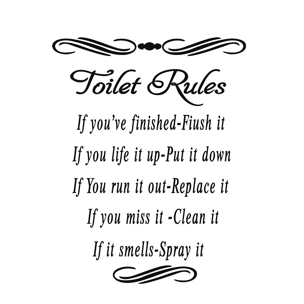 1PC Removable Quotation Wall Stickers Decals Wall Stickers Wall Art Toilet Rules Washroom Bathroom Home Decor: type 1