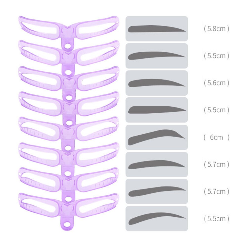 Plantilla de cejas reutilizable, 8 Uds., guía de dibujo de 8 tipos de formas, plantilla para dar forma a las cejas, herramienta de maquillaje para principiantes