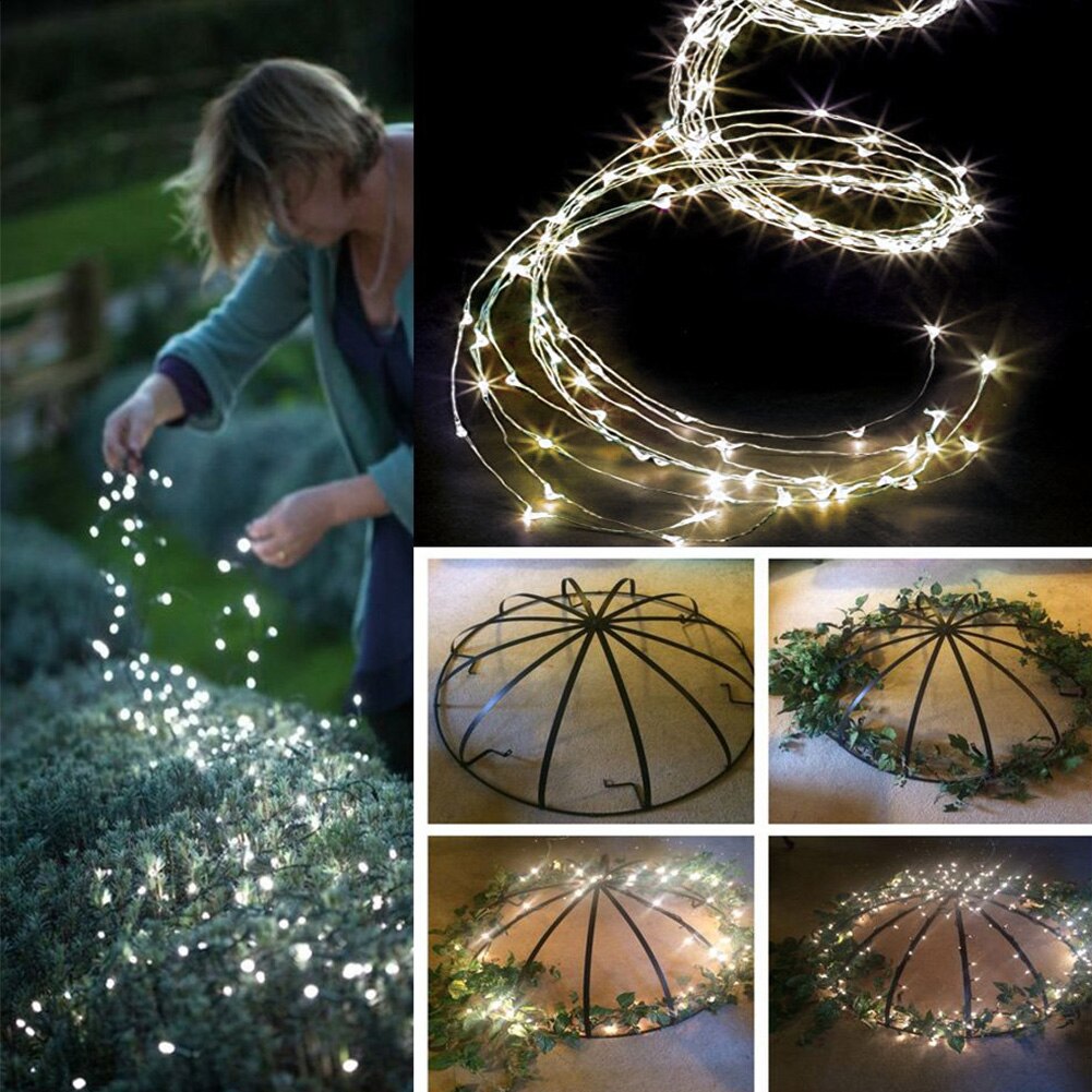 Indoor Outdoor Lawn Battery Powered Garden Remote Control Waterproof Home Decor LED String Lights Modern With Timer Copper Wire