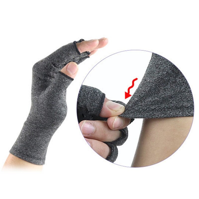 1 par vintervarma artritterapi antitryckshandskar pekskärmshandskar mot lindra ledvärk grå armband