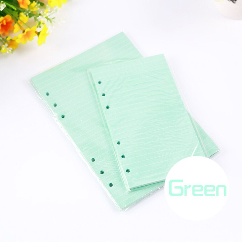 Korean Style 40 Sheets A5/A6 Filler Papers Loose-leaf Notebook 6 Holes Office School Supplies cute: Green / A6 Size