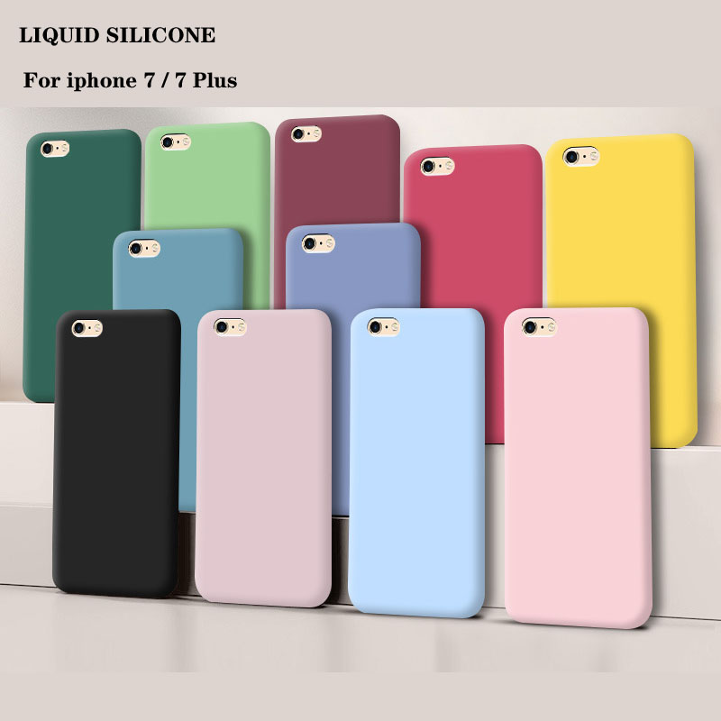 Pour iphone 7 7Plus Fundas étui d'origine pour iphone7 antichoc liquide Silicone protection téléphone couverture arrière pour iphone 7 Plus