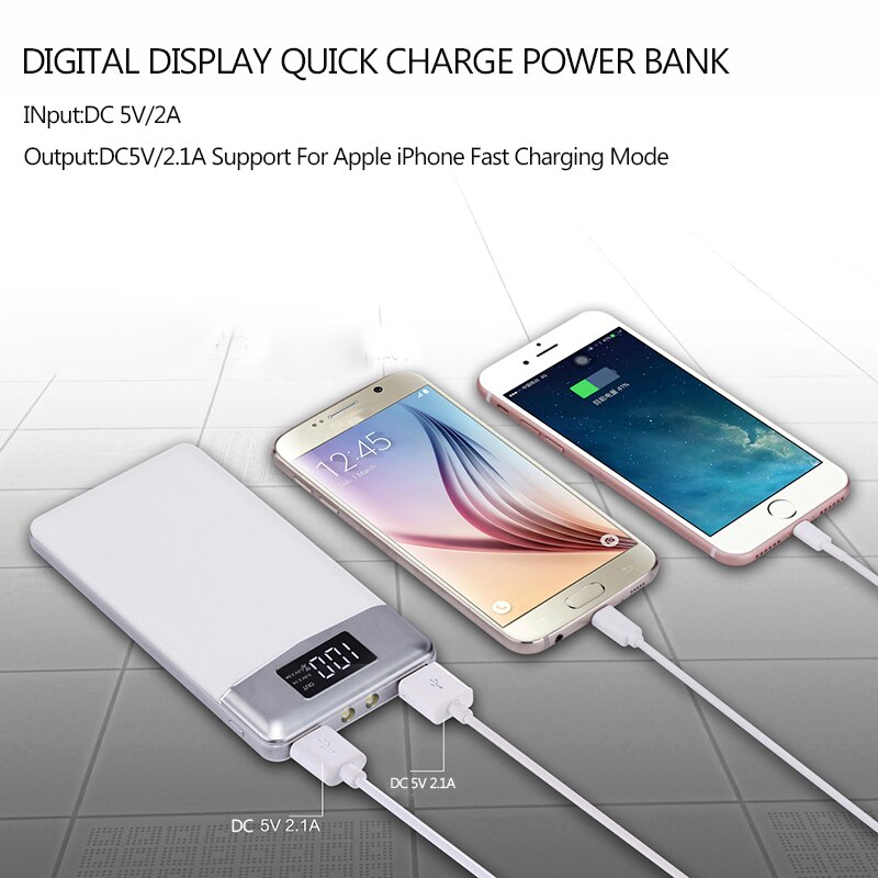 20000Mah Draagbare Dubbele Usb Power Bank Externe Batterij Poverbank Led Display Telefoon Oplader Bank Voor Smart Telefoon Powebank