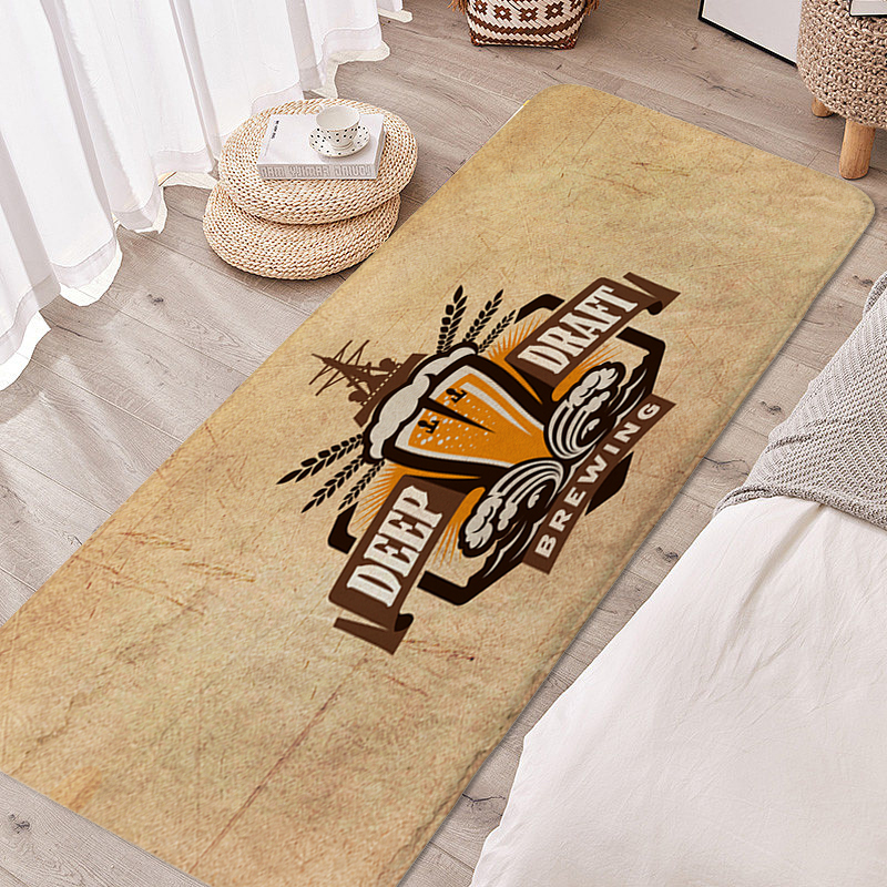 Non-slip Foot Mat Beer Room Decorating Items Carpet for Kitchen Floor Hallway Treadmill Living Room Flannel Bathmat Custom Rug: 40x60+40x120cm / Red