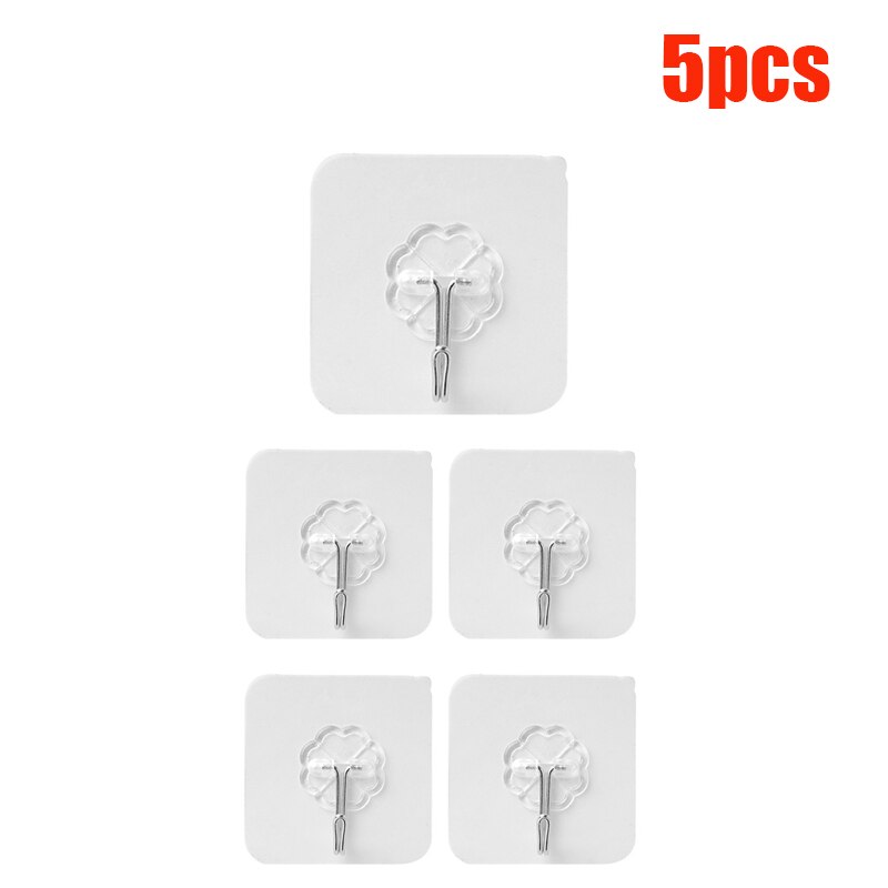 5/10/20pc crochet sans poinçon fort Transparent aspiration mur ventouse cintre imperméable adhésif lourd charge support acier inoxydable crochet: 5pcs