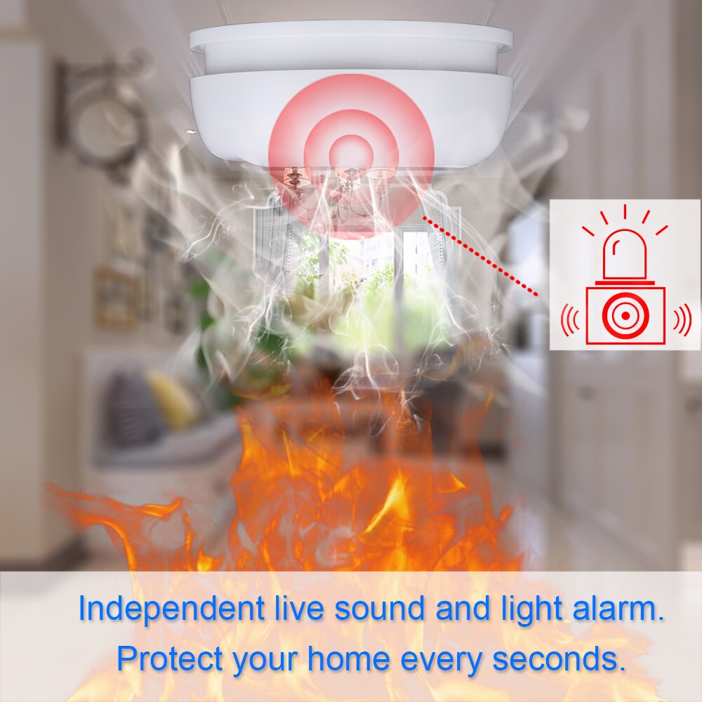 GauTone Independent Smoke Detector Home Security Fire Smoke Sensitive Detector Portable Alarm Sensors Fire Equipment