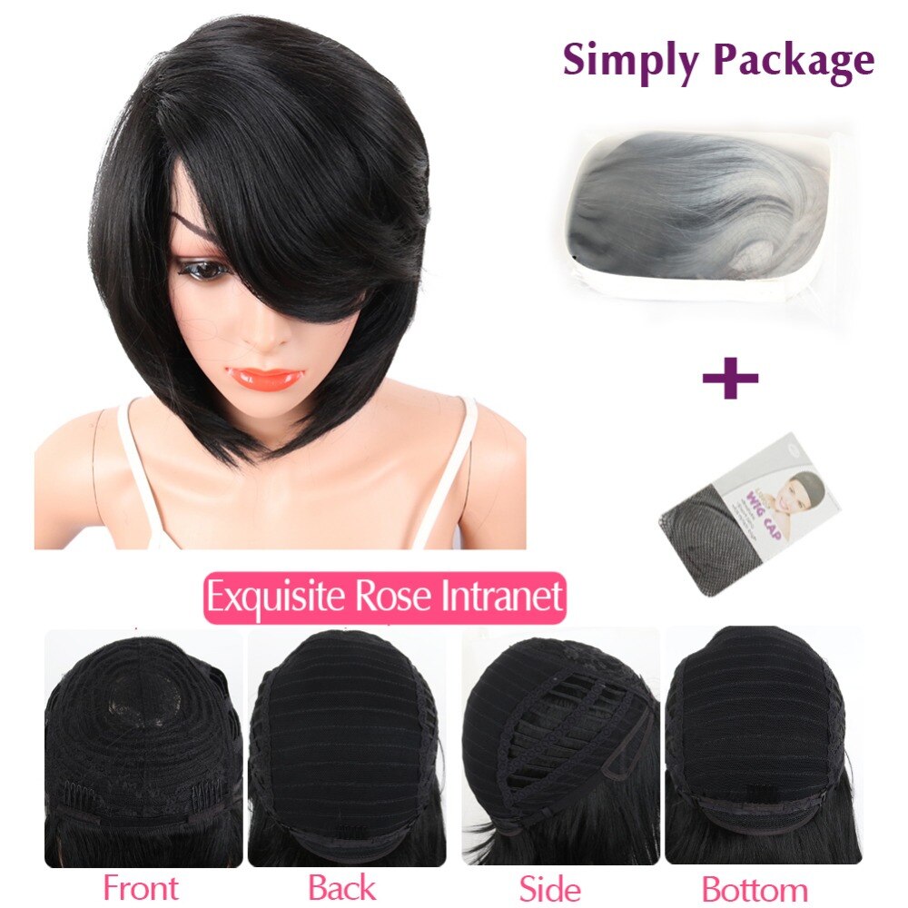 Deyngs-pelucas sintéticas de Bob corto con flequillo para Mujeres Afro Americanas, corte Pixie, pelo Natural, cortes de pelo, Kanekalon