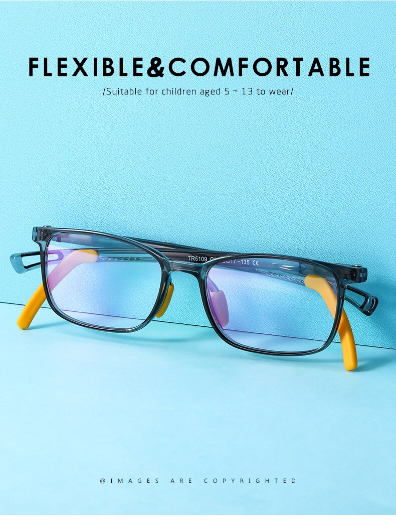 Square Anti Blue Light Kids Glasses Computer Boy Girls Tranparent Flexible Optical Frame Anti Reflective UV400 Eyeglass