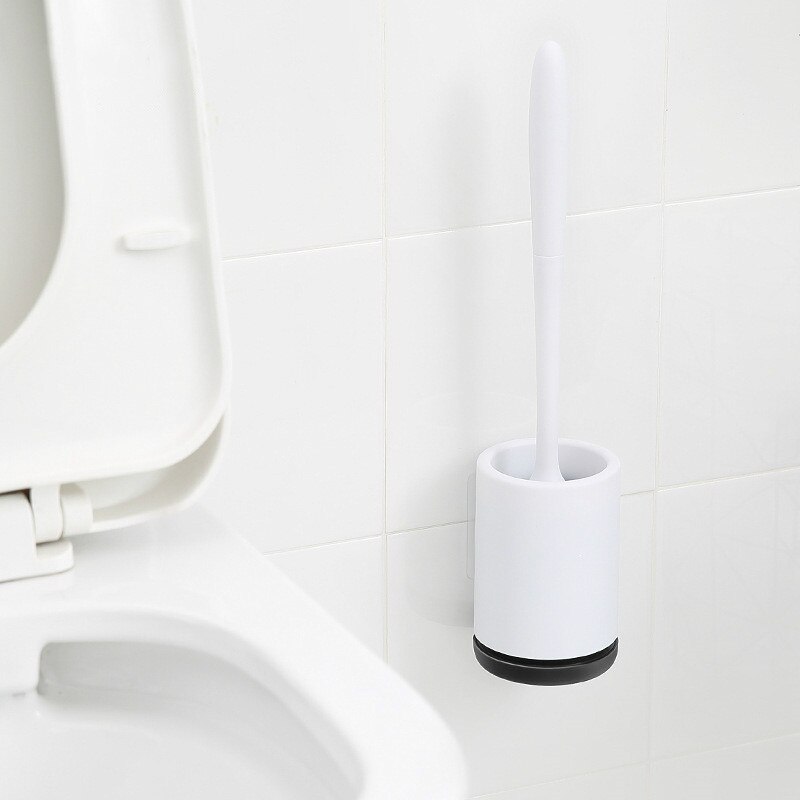 Toalettbørste i silikon med myk børste, toalettbørste på badet og holdersett, konstruert av slitesterk termoplastisk gummi