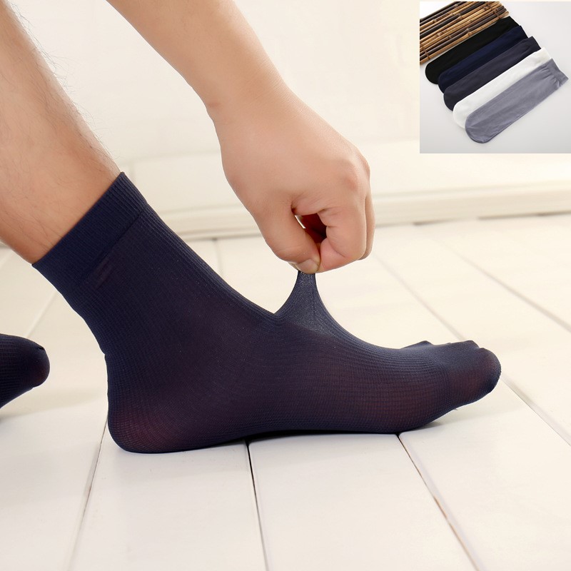 Solide 5 par/parti sommersokker tynde silke højelastisk nylon åndbare afslappede korte besætningsstrømper kølige mænds sokker