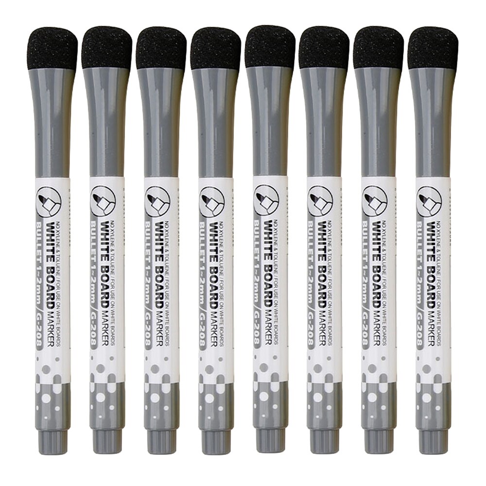 Bolígrafo magnético de pizarra blanca, rotuladores borrables de pizarra blanca seca, borrador magnético, suministros escolares de oficina, 8 colores disponibles, 8 unids/lote: black
