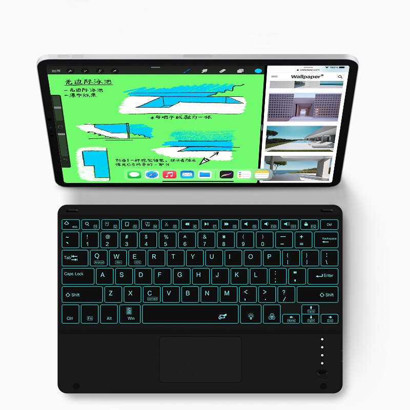 Bluetooth Keyboard For iPad Pro 12.9 Tablet Lightweight Wireless Keyboard With TouchPad Backlight 7 Colors