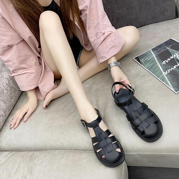 Sandalias cómodas para mujer, zapatos femeninos de tacón transparente que combinan con todo, zapatos de gladiador bajo a la Beige, Sandalias planas cerradas de PU Roma Fr 2022: 1 / 39