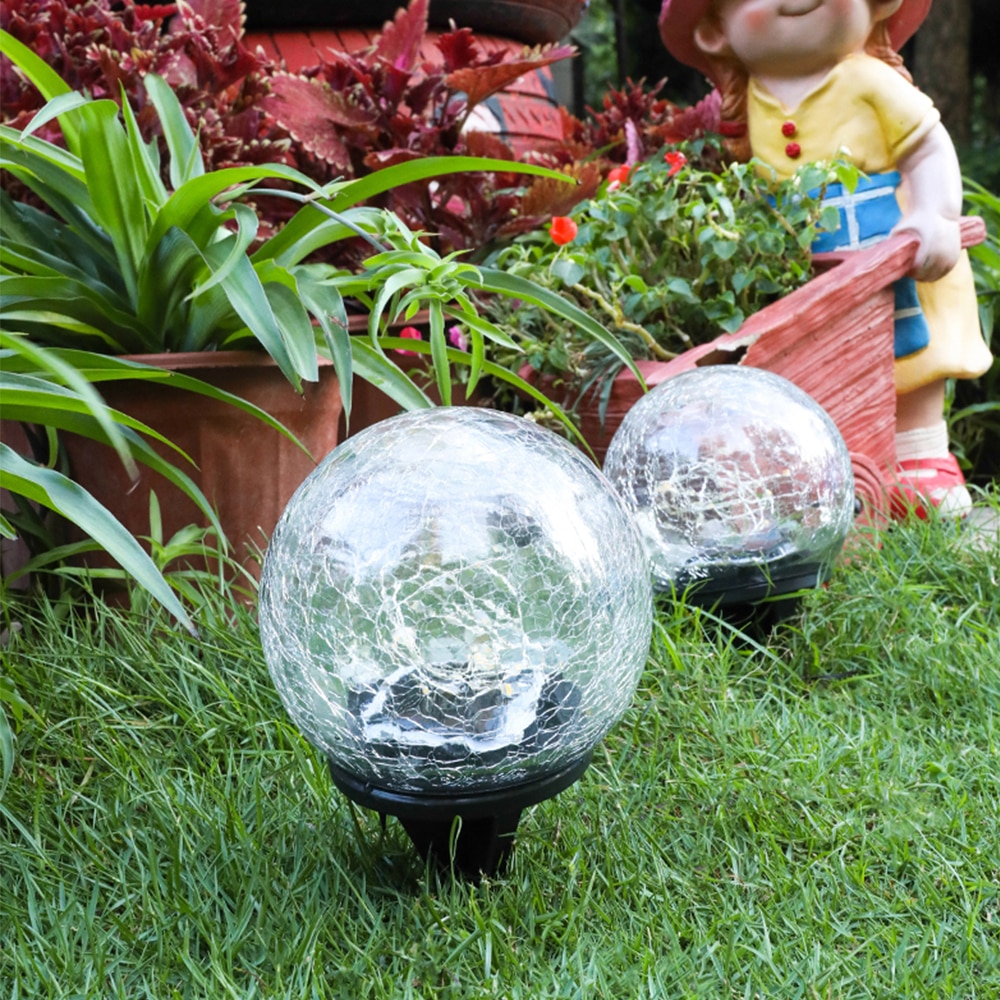 Garden Decoration Crack Glass Ball LED Ground Light Solar LED Lawn Lamp Waterproof Outdoor Landscape Patio Yard Pathway Light