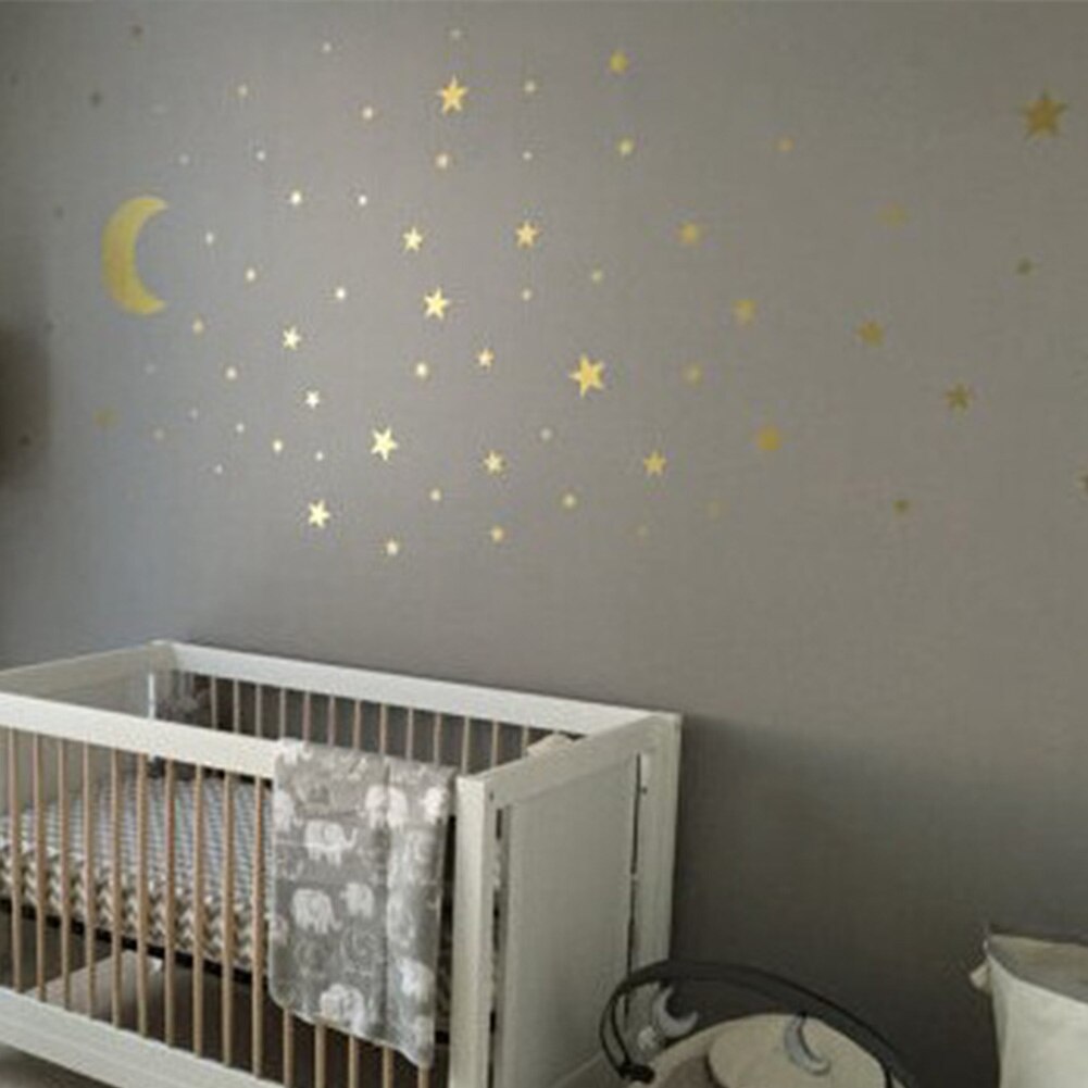 55 stk/sæt wallsticker forskellige størrelser børneværelse vinyl selvklæbende pvc dekorationer vinduesglas giftfri soveværelse stjernemønster