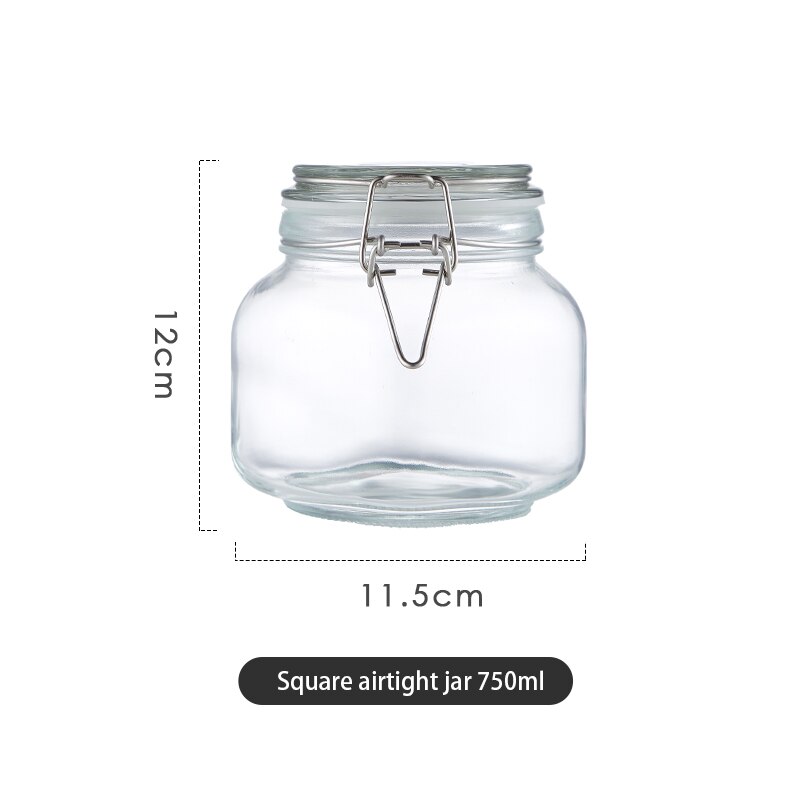 Food Coffee Beans Storage Bottles &amp; Jars with Cover Glass Vacuum Sealed Tank Press Exhaust Glass Box Stockpile Jars With Lids: Square 750ML