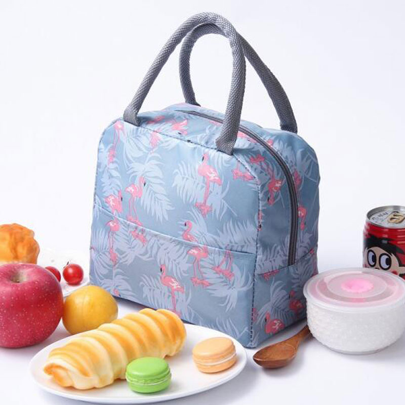 Animal Flamingo Cooler Bag Women Portable Functional Stripe Insulated Thermal Food Picnic Kids Cooler Lunch Box Bag Tote