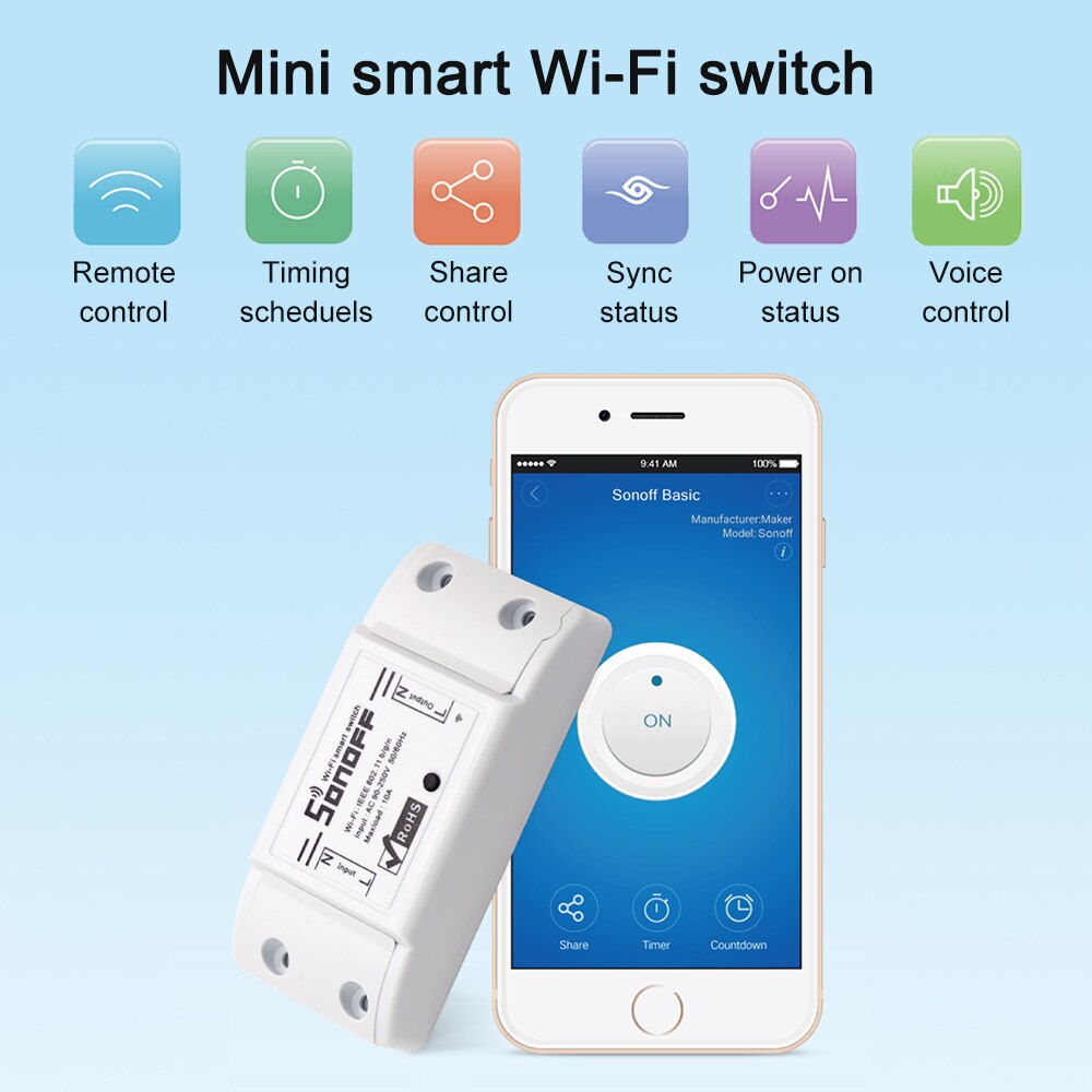SONOFF Basic Wifi Switch for Alexa Google Home Timer 10A/2200W Wireless Remote Switch Smart Automation Module