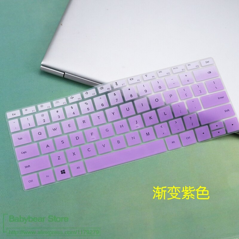 Til huawei matebook 13 laptop 13.3 tommer silikone laptop tastatur cover skin protector: Fadepurple
