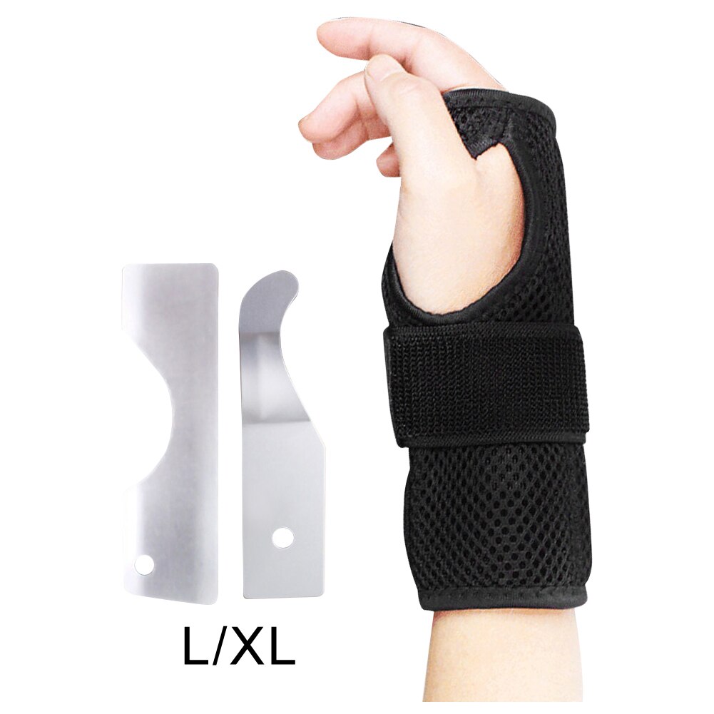 Breathable Wrist Brace Sprain Wrap Metal Splint Wrist Brace Carpal Adjustable Strap Soft Support Relieving pain wrist brace: Right / S M