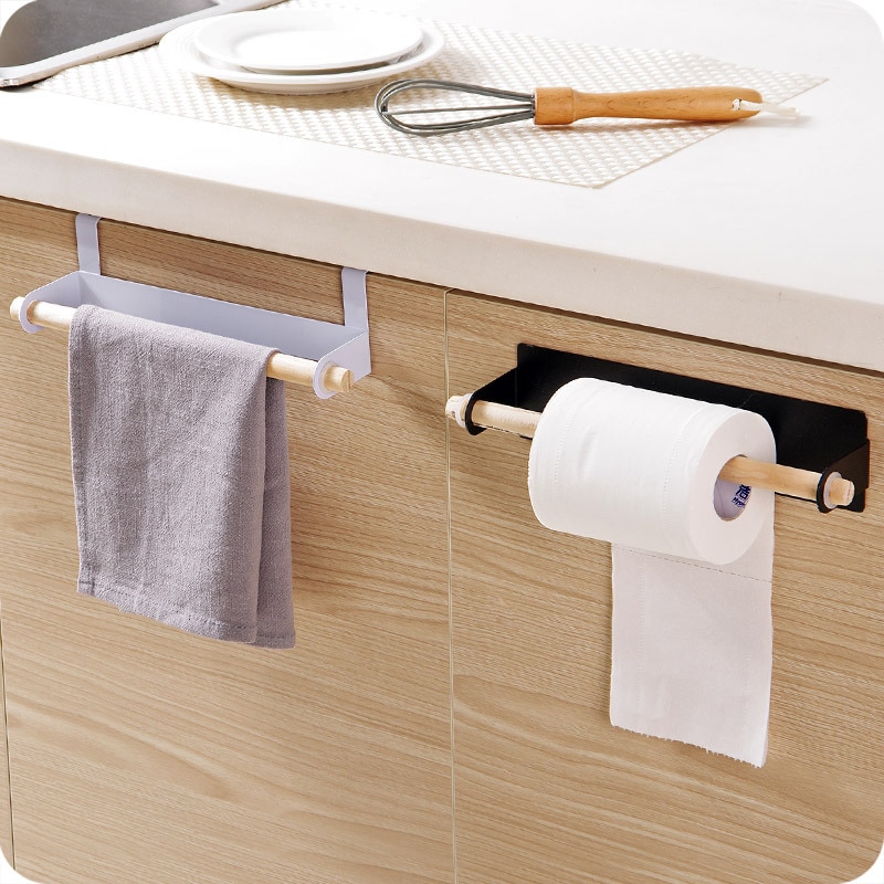 Jerntræ papirhåndklædeholder dør håndklædeholder badeværelse toiletrullepapirholder skabsbøjle krog køkkenarrangør