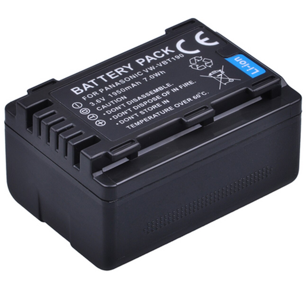 Paquete de batería para Panasonic HC-VX1, HC-VX1K, HC-VX1GN, HC-VX11, HC-VXF1, HC-VXF1EE, HC-VXF11, 4K HD: 1x VW-VBT190 Battery