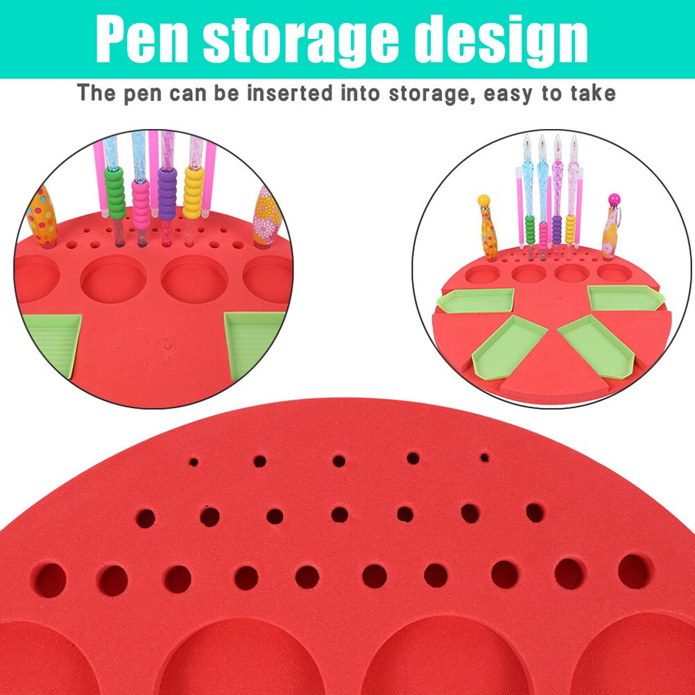 1pcs Diamond Painting Tray with 4 Plates Round DIY Silicone Art Craft Accessories Tray Organizer Tools Holder for Kids Adults