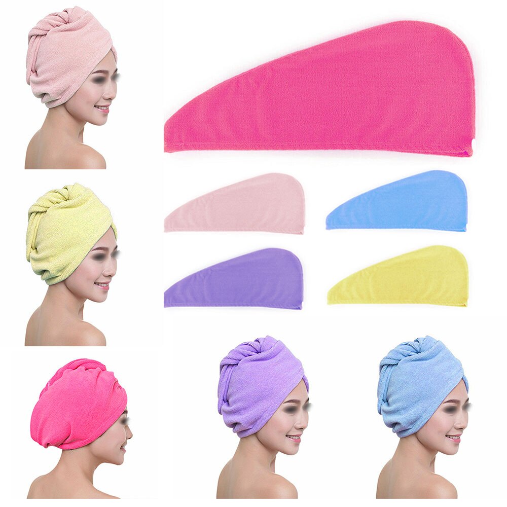5 kleuren Microfiber Haar Sneldrogende Handdoek Lady badhanddoek douche cap hoed Absorberende Cap voor Tulband Head Wrap Baden gereedschap
