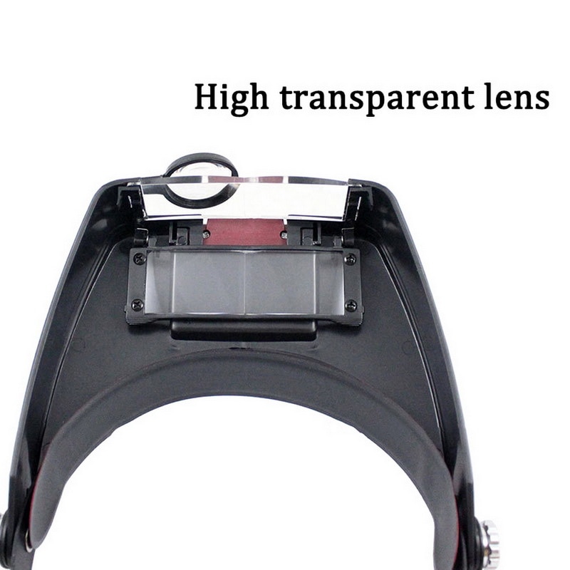 LED Light Head Lamp Adjustable Size Headband Magnifying Repair Headband Magnification Head Wear Magnifier High Transparency