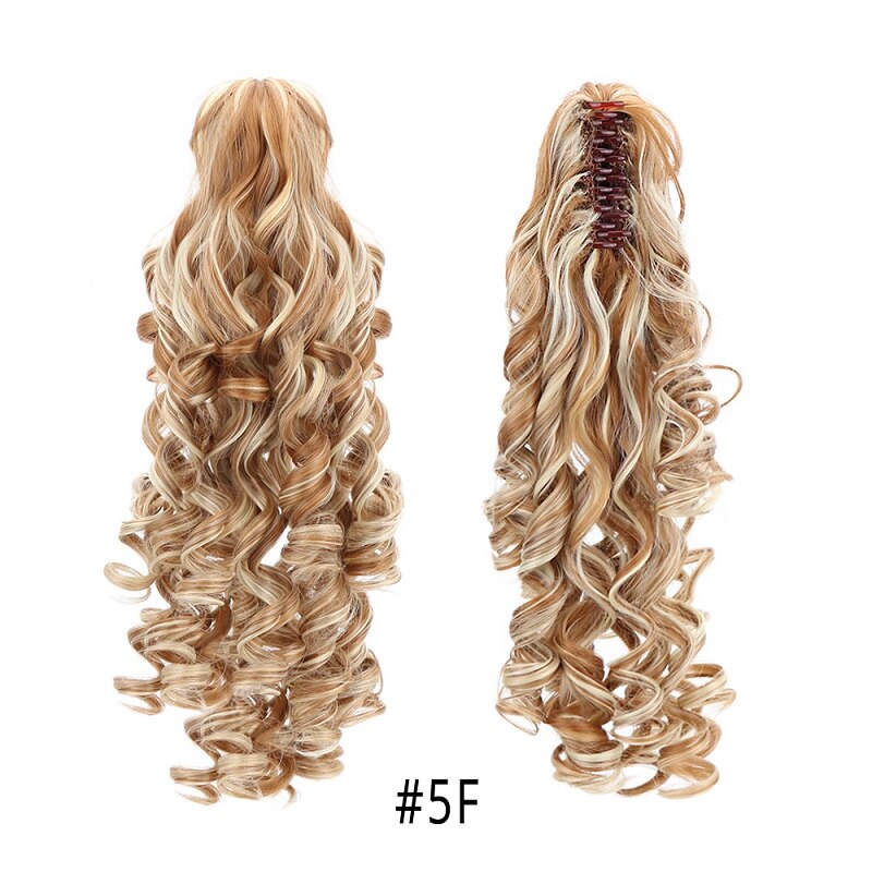 Extension capillaire synthétique 18 pouces, postiche brune naturelle ondulée avec pince à cheveux: 5F