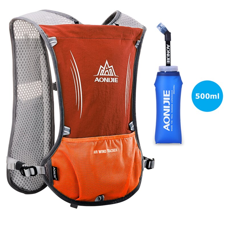 AONIJIE E913S 5L Hydration Backpack Rucksack Bag Vest Harness Water Bladder Hiking Camping Running Marathon Race Sports Orange: E913S-Set A