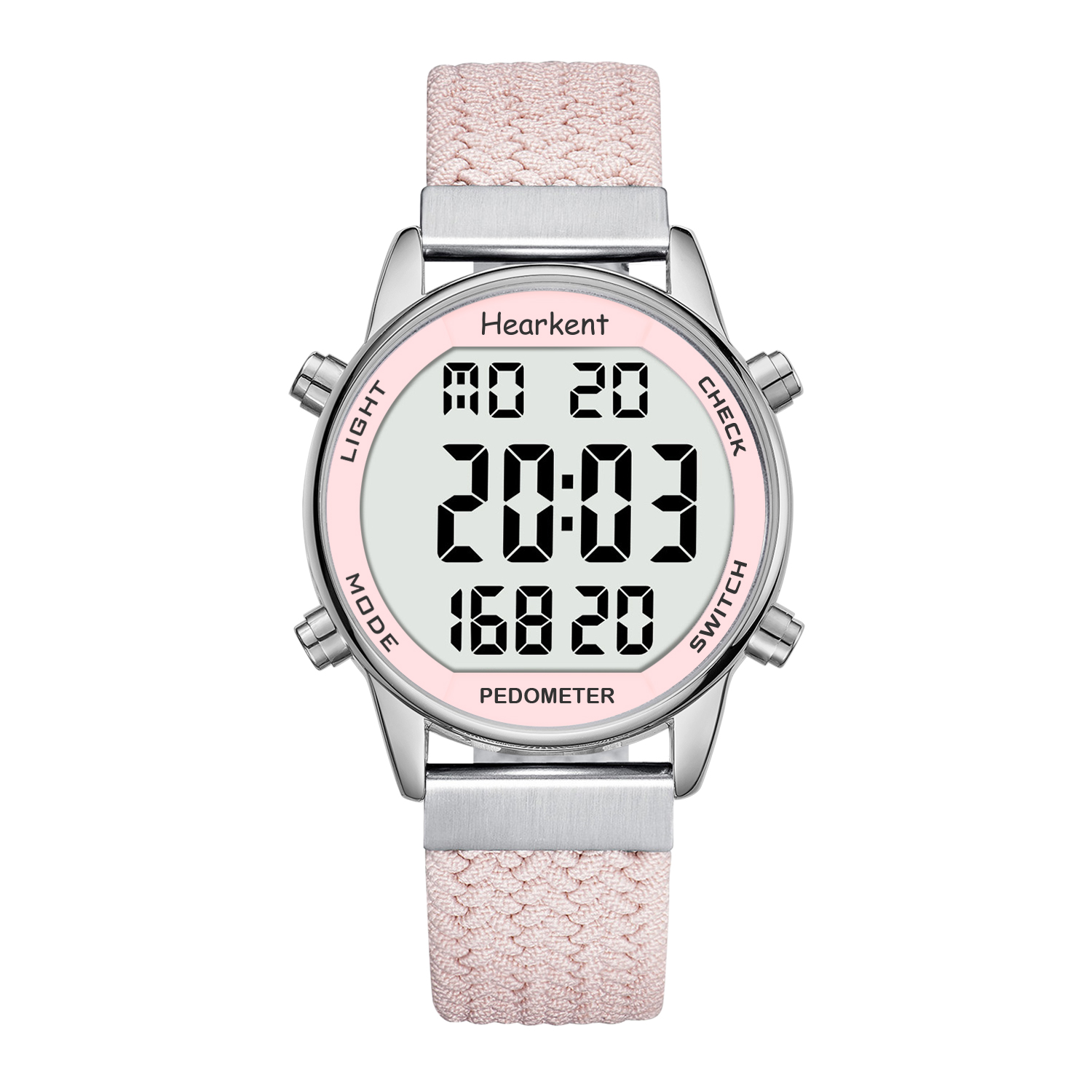 Hearkent stappenteller sporthorloges stappenteller horloge dames digitale horloges calorieën mijl stopwatch countdown voor wandeltracker: Roze