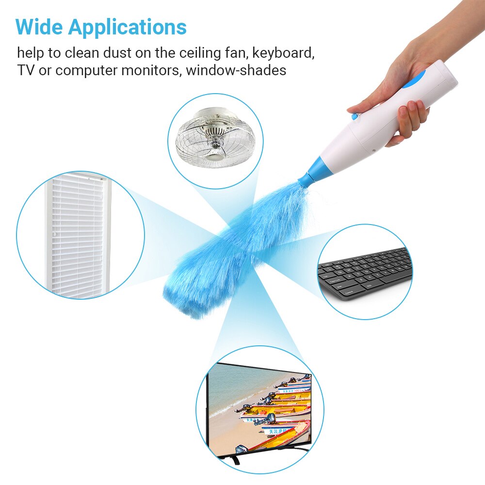 Handheld Battery Operated Electric Spin Duster Feather Duster Retractable Microfiber Cleaning Brush Hand Dust Duster Brush