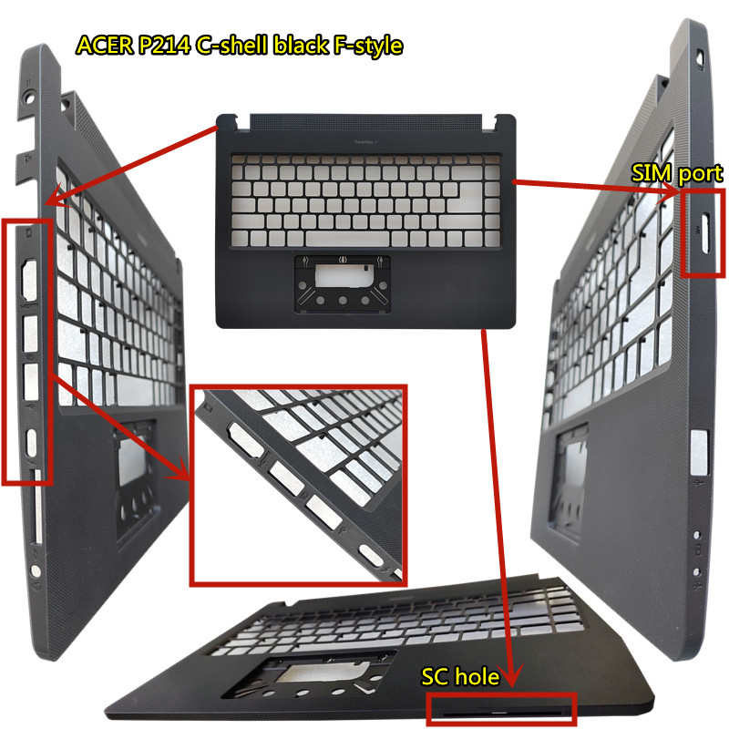 Suitable Laptop Keyboard Shell BOTTO Case ABCD Cover For ACER TravelMate P214 N19Q Black: black