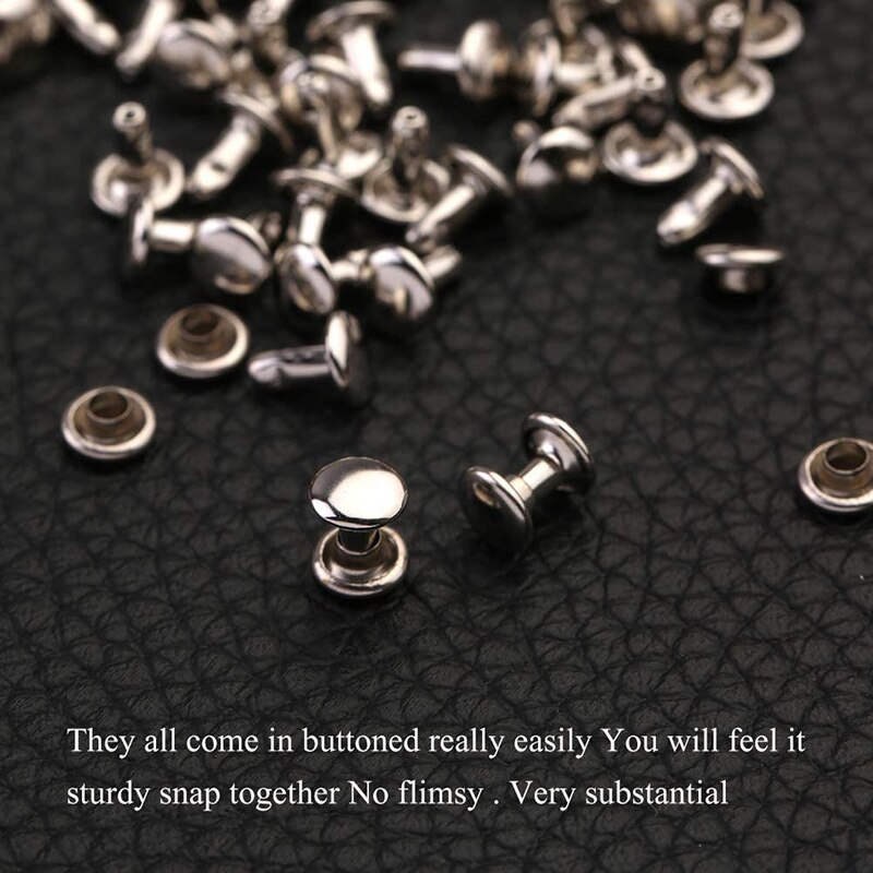 MIUSIE 100 Sets Leather Rivet Tubular Metal Rapid Rivet Studs Double Cap Rivets With Box For DIY And Leather Crafts