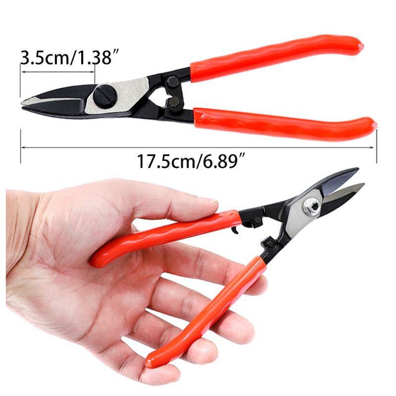 Tijeras para cortar láminas de Metal, tijera de estaño de cabeza recta de acero, 7 pulgadas