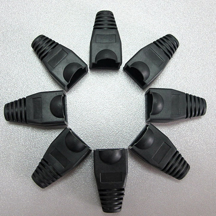 Multicolo CAT5 CAT6 kristall kopf mantel ethernet kabel schutzhülle Netzwerk steckdose boot kappe HÜLSE RJ45 Connector Jacke: schwarz