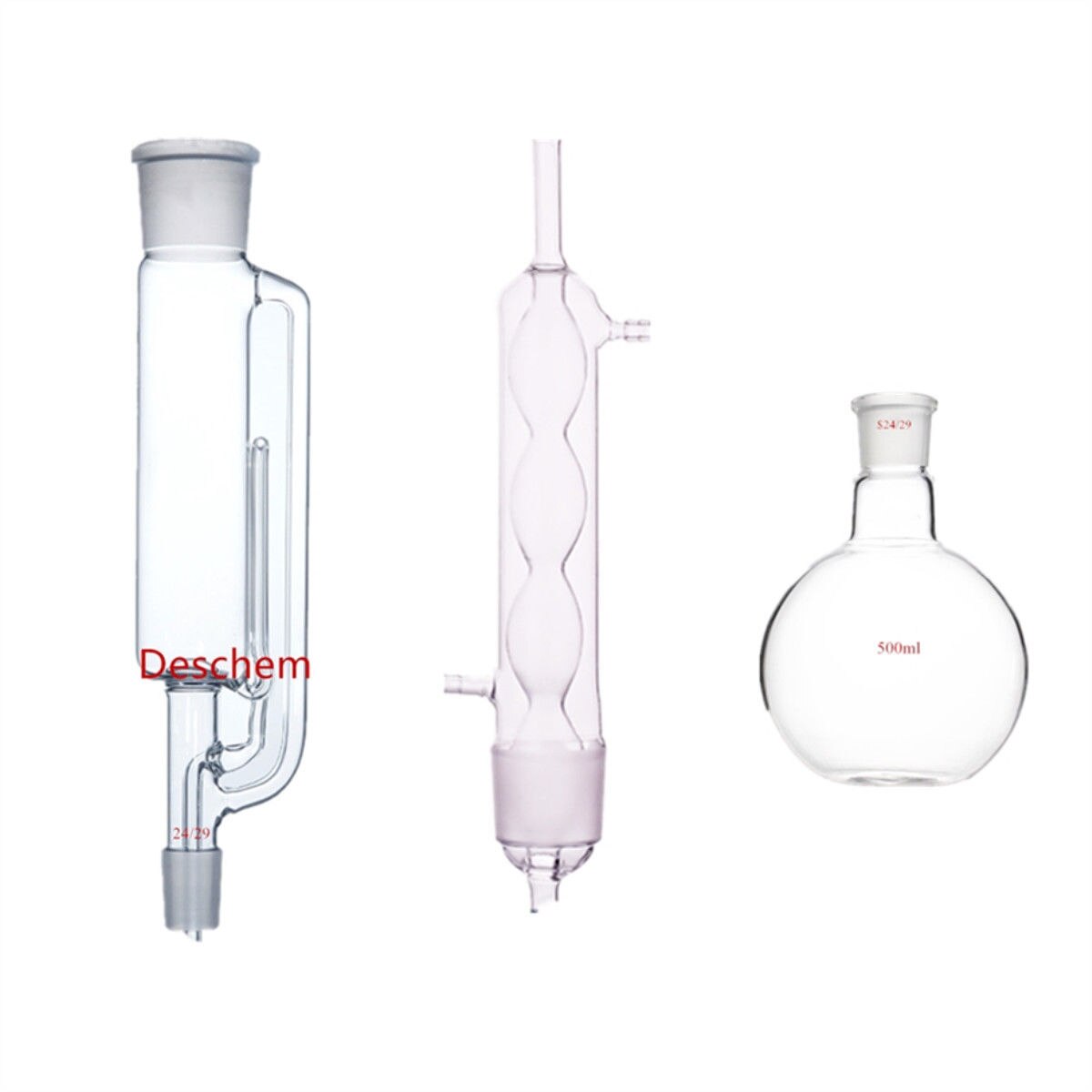 500ml 24/29 Lab Glass Soxhlet Extractor Body W/Allihn Condenser,Include 1 Flask