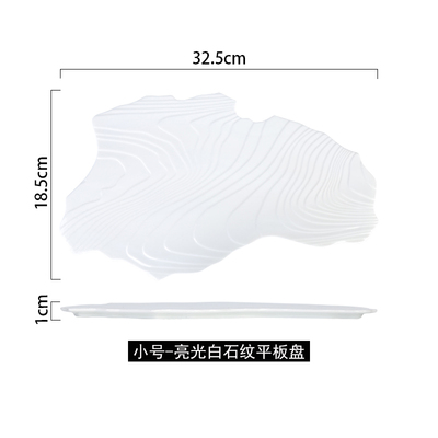 Western Plate Black Irregular Shape Steak Plates Restaurant Food Decoration Plate Swing Fruits tray Porcelain Dish: 01